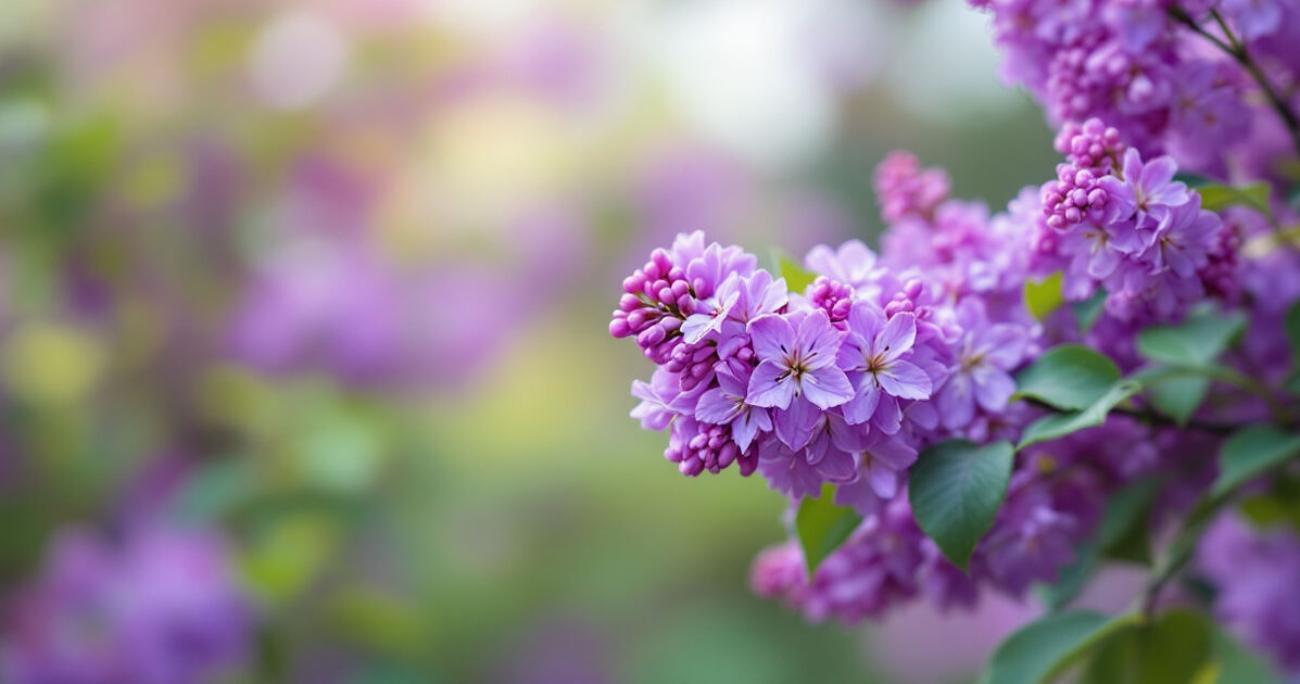 Lilac flowers blooming in a Rochester spring park