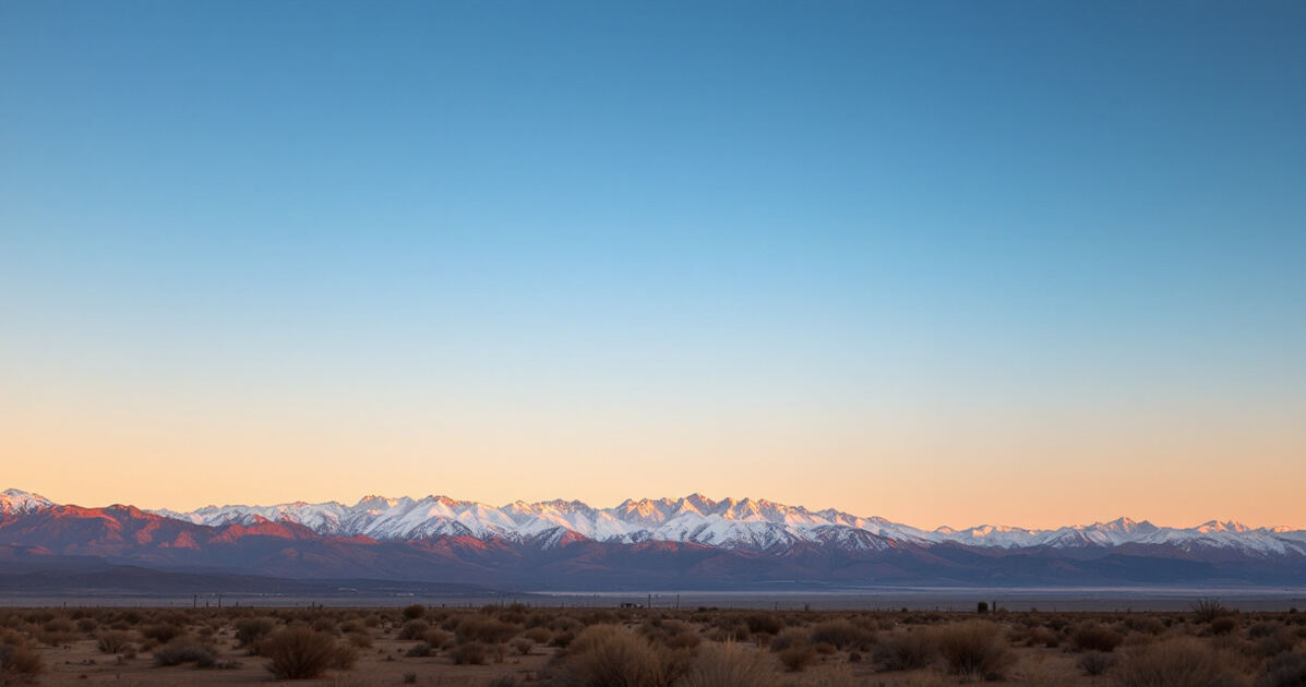High desert valley with distant mountains at golden hour near Victorville